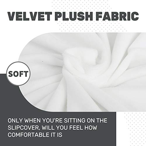 Chelzen Velvet Plush 2 Pieces Chair Covers For Living Room Super Stretch Anti Slip Chair Slipcovers With Arms Dogs Pets Armchair Furniture Protector With Elastic Bottom (Chair, White) #TOP4