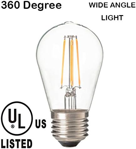 6PACK LED Filament Bulb S14-4W LED Light Filament Bulb, E26 Base, Clear Warm White 2700-3000K, LED Edison Bulb 40W Equivalent, 110-120VAC, Dimmable UL-Listed (4)