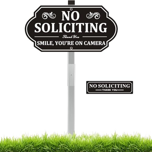 Panneau No Soliciting en aluminium avec piquet pour maison
