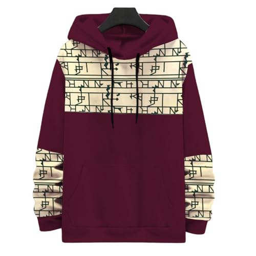 Image of Men's Fashion Cotton Printed Full Sleeve Hood Sweatshirt (Maroon)
