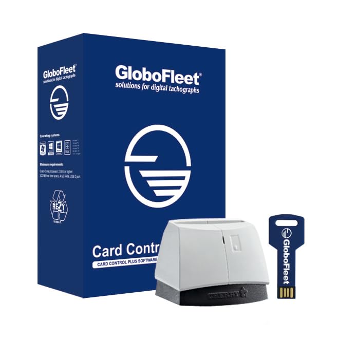 GloboFleet Card Control Plus Set Kit pour disque/chronotachygraphe Lire, analyser et archiver les données du disque avec mesure de l'usure et lecteur de carte à puce