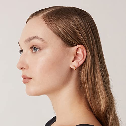 PAVOI 14K Yellow Gold Plated 925 Sterling Silver Post Hammered Hoop Earrings | Womens Lightweight Chunky Open Hoops | Womens Chunky Hoop Earrings - Image 4