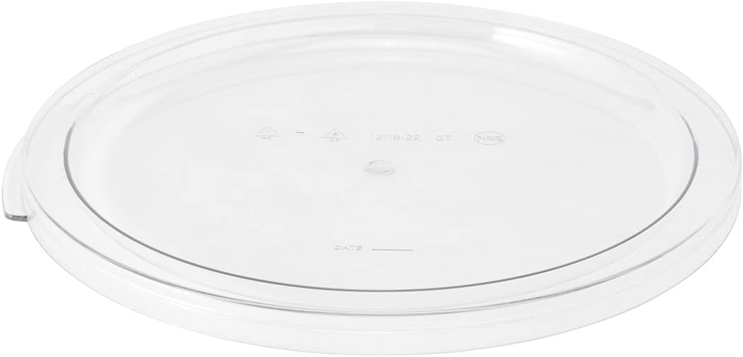 Restaurantware-LIDS ONLY: Met Lux Food Storage Container Lids, 10 Round Marinating Container Lids - Containers Sold Separately, With Date Indicator, Clear Plastic Lids, Dishwashable, Freezable