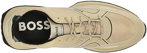BOSS Men's Tonal Mix Material Run Style Sneaker, Sand Stone Beige, 10 | Image 4