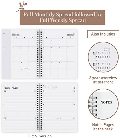 Rileys 2023 Weekly Planner - Annual Weekly & Monthly Agenda Planner, Jan - Dec 2023, Flexible Cover, Notes Pages, Twin-Wire Binding (20 x 15 cm, Violet)