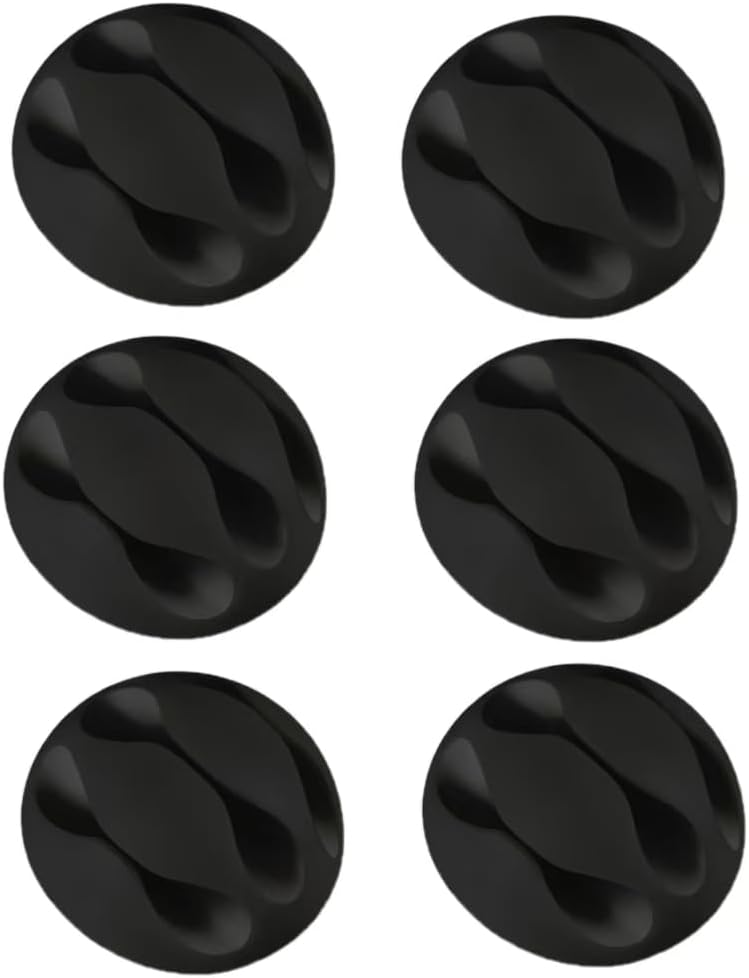 6PCS Cord Organizer - Adhesive Cable Clips Holder for Desk, Wall - Wire Management Clips for iPhone Charger, Computer Cables