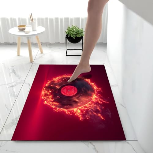 Tapis d'entrée antidérapant lavable et ultra doux rouge