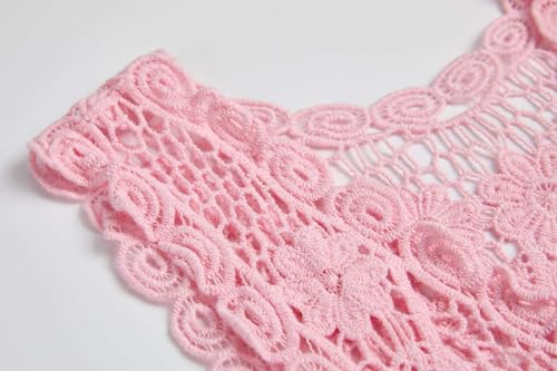Image of Girls Crochet Vest Cardigan with Fringe V-Neck Sleeveless Boho Vest Hollow Out Cardigan