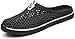 Produktbild BIGU Hausschuhe Pantoffeln Atmungsaktiv Home Slipper Clogs Mesh Sommer Hohl Latschen Gartenschuhe Freizeit Badeschuhe Strand Aqua Slippers Flach Beach Wasser Schuhe Damen Herren, Schwarz, 45 EU