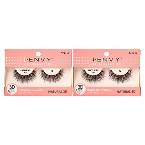 iEnvy Natural Eyelashes Lightweight False Lashes Multiangle and Volume 3D Natural Strip Lashes (2 Pack)