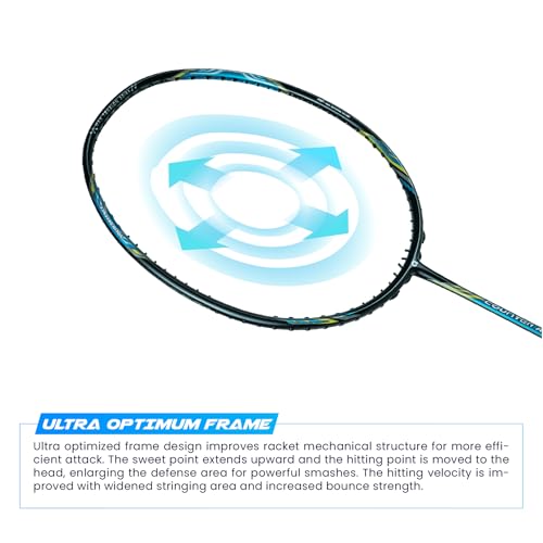 Image of Apacs Counter Attack (Ultralight 73g, 35 LBS) Made in Vietnam | Japanese Graphite Unstrung Badminton Racket with Full Cover | G2-4 1 /8 inches (Black Matt)
