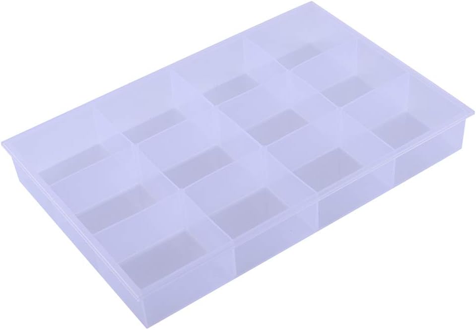 BangQiaoClear Plastic Organizer Tray with 12 Fixed Compartment and Storage Tool Box Container for Hardware, Craft, Small Parts