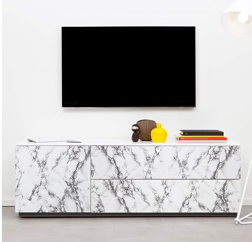 Image of HOME13 Marble Wallpaper Peel & Stick Contact Paper Self Adhesive Decorative Removable Waterproof Wallpaper for Kitchen Cabinet and Furniture Countertops (24 X 80 INCH, White Fiber Marble)