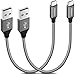 Produktbild etguuds Kurzes USB C Kabel [ 30cm, 2Stück ], Nylon USB Typ C Ladekabel 4.2A Schnellladekabel kompatibel mit Samsung Galaxy S10 S9 S8, A50 A51 A40 A41 A70 A71 A20e - Grau