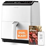 Cosori Dual Blaze Air Fryer WiFi 6,4L, Freidora de Aire sin Aceite 11 en 1, Temperatura y Tiempo Ajustables, 90+ Recetas en la App Creadas por Chef en Español, Apto para Lavavajillas, Blanca