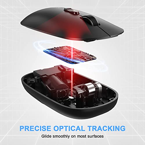 Echtpower Laptop Mouse Wireless, Slim Silent Mouse With 2.4G Optical Usb Receiver, 5 Buttons, 1600 Dpi, Ergonomic Right Hand, Small Office Mice Compatible With Pc Windows Mac Os-Black #TOP7
