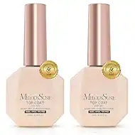 MelodySusie 2PCS Hema Free Gel Top Coat Set,Hema Free,Hpma Free,Tpo Free,No Wipe,Soak off UV LED Drying,Long Lasting Gloss Shiny 15ML