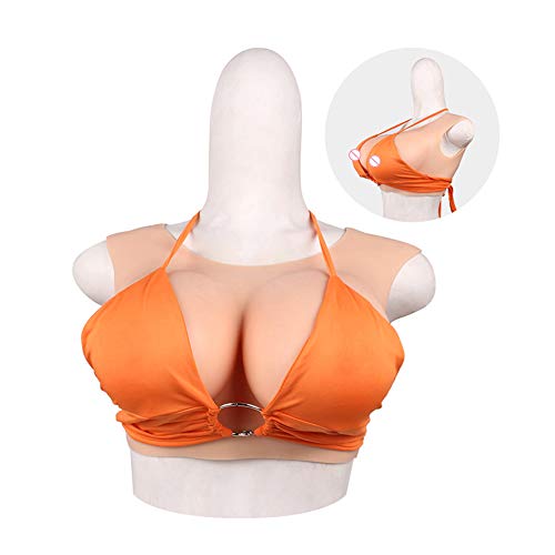 RAXST Travestis Formes mammaires en Silicone de Poitrine Faux, C D F Cup Formes de Sein de Travesti avec Une Poitrine Remplie de Silicone, Cosplay 1G,Bronze,C Cup Cover