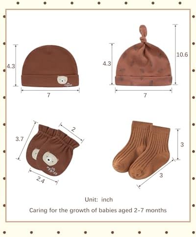 ZAVBABY Baby Boy Hats Mittens and Socks Set Cotton Newborn Girl Hat Glove 0-6 Month