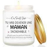 Bougie Cadeau Future Maman, Cadeau Femme Enceinte, Cadeaux Naissance Maman, Idée Cadeaux Femme pour Soeur, Amie, Fille, Copine Fete des meres   Cire de Soja Naturelle, Parfum Lavande 7 * 9cm