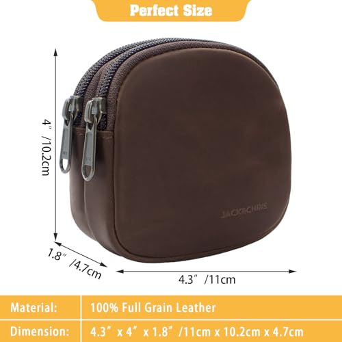 Image of Jack&Chris Coin Purse for Men, Genuine Leather Mini Coin Wallet Zipper Pocket with Back Belt Loop, Coin Bag for Men and Women