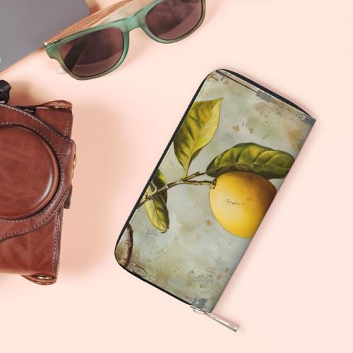 Lemon Fruit Print Womens Wallet, Ladies Credit Card Holder, Phone Wallet Purses, Long Clutch Hand Bag 6