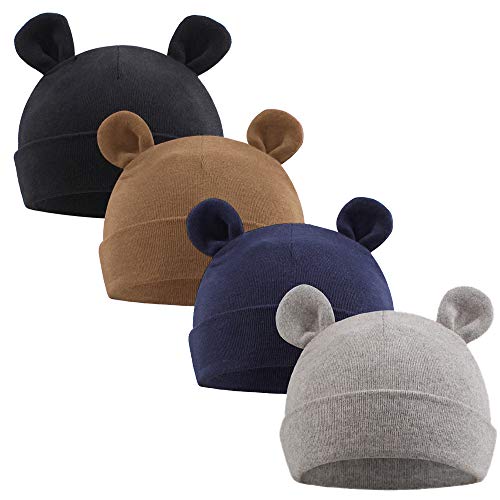 Pesaat Newborn Hospital Hat 0-12Months Preemie Boys Girls Beanie Solid Infant Baby Hats Autumn Winter (4Pack-A, Preemie) #TOP24