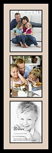 ArtToFrames Collage Photo Frame Double Mat with 3-11x14 Openings with Satin Black Frame and Scotch Mist mat.