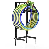 Qatsrin New Garden Hose Holder, Super Stable Freestanding Water Hose Holder Stand Holds 160-feet Hose, Detachable Hose Storage Reels Hanger Rack for Outside Yard Lawn Farm