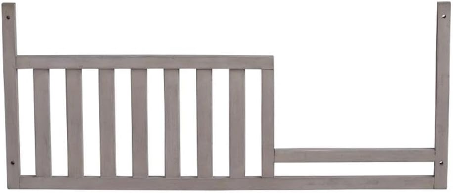 Pemberly Row Universal Wood Toddler Guard Rail, Stone Wash Gray Finish, 23.5" H x 54.63" W, Durable Construction, Greenguard Gold Certified, Extra Security for Crib Transition, Smooth Finish