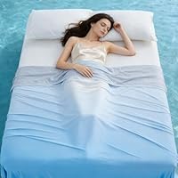 EMME Kühldecke Kühlende Decke,Arc-Chill Q-Max>0,45, 2 in 1 Doppelseitige Dünne Sommerdecke, Leicht Atmungsaktiv Tagesdecken, Sofa Decken,Bettüberwurf Kuscheldecke,127x 177cm,Farbverlauf Blau