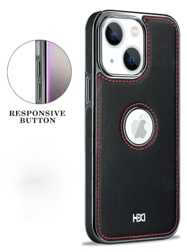 Image of BOUNCEBACK Vegan Leather Logo Cut Electroplated Back Case /Cover for iPhone 13 & iPhone 14 - Sporty Black