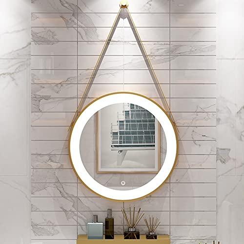 Miroir salle de bain LED rond 71 cm or pour créer une ambiance spa hôtel