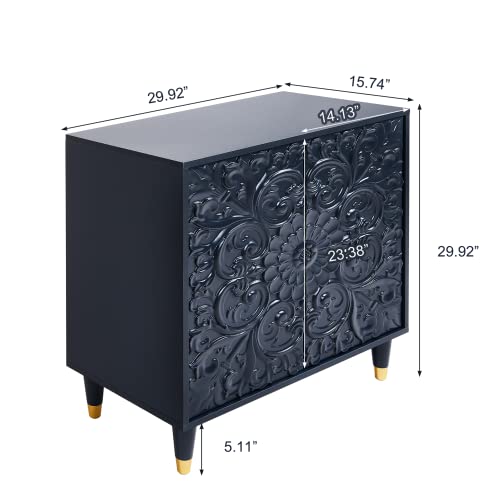 Nosga 2 Pcs Storage Buffet Cabinet, Freestanding Sideboard With Double Doors, Modern Wooden Sideboard, Decorative Cabinet For Bedroom, Living Room, Kitchen, Office And Hallway, Blue, 2 #TOP1