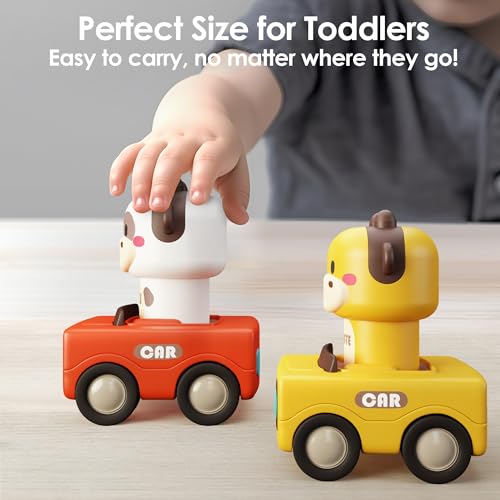 iPlay, iLearn Press to Go Car Toys for Toddlers 1-3, Baby Animal Racing Cars, Infant Play Vehicle Set, Baby Push Go Friction Car Toys for 6-9-12-18 Months, 1st Birthday Gifts for 1-2 Years Old Boys by iPlay, iLearn - Image 5