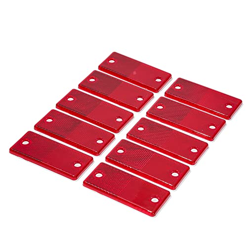 TAEUYYM 10 x Catarifrangente Rettangolare Rosso, Catarifrangente Rettangolare Posteriore Rimorchio Fissaggio a Vite, Catarifrangente Rettangolare per Caravan RV Auto Camion Rimorchio(Rosso)