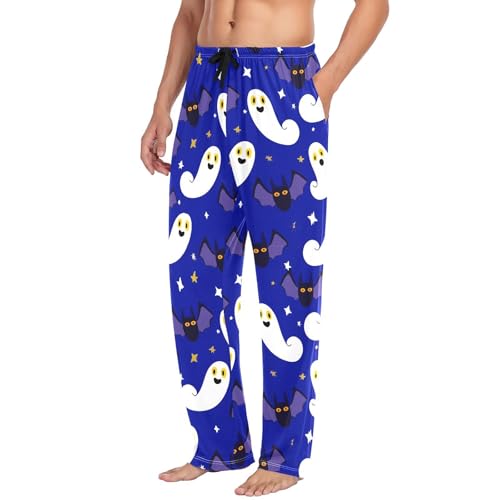 Spirits and Bats Men's Cotton Pajama Pants with Pockets and Drawstring Comfortable and Stylish,S4