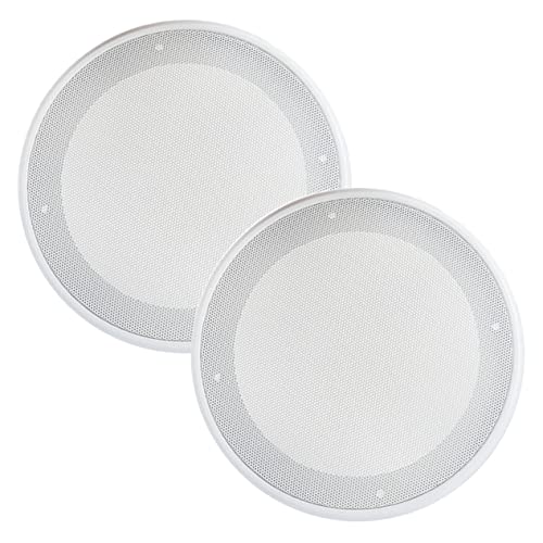 Hoement 2個 スピーカーカバー スピーカーカバー スピーカー交換用保護ネット 車のサブウーファー メッシュ カバー 交換用ネット スピーカー再装着保護ネット 金属冷間圧延鋼メッシュ 白い