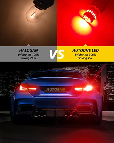 Image of AUTOONE 1156 LED Brake Light Bulbs, 700% Brighter BA15S 7506 1003 1141 P21W Brilliant Red LED Replacement Bulb for Tail Light, Pack of 2