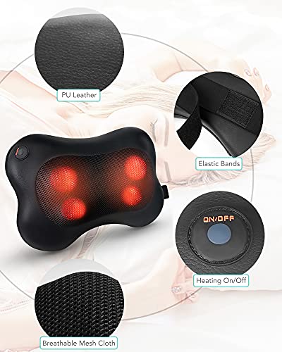 Shiatsu Massagekissen Nacken Massagegeräte Massage für Schulter Rücken mit 3D Massageköpfen und Infrarot Wärmefunktion im Auto Büro Zuhause - Image 7