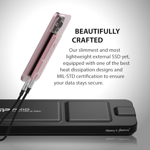 Image of SP Silicon Power PX10 1TB Portable SSD, Up to 1050MB /s, USB 3.2 Gen 2, Type-C Cable, Ultra-Slim 10.3mm & 33g, Pocket-Size External Solid State Drive, Black (SU010TBPSDPX10CKIN)