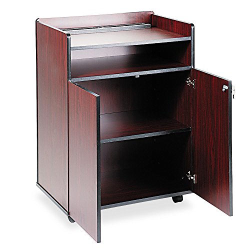 Safco Products 8919MH Executive Presentation Lectern Mobile Stand with Cabinet, Mahogany
