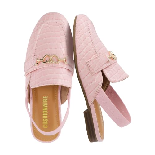 CUSHIONAIRE Yep Girls Penny Loafers Slingback Kids Dress Shoes, Pink 12