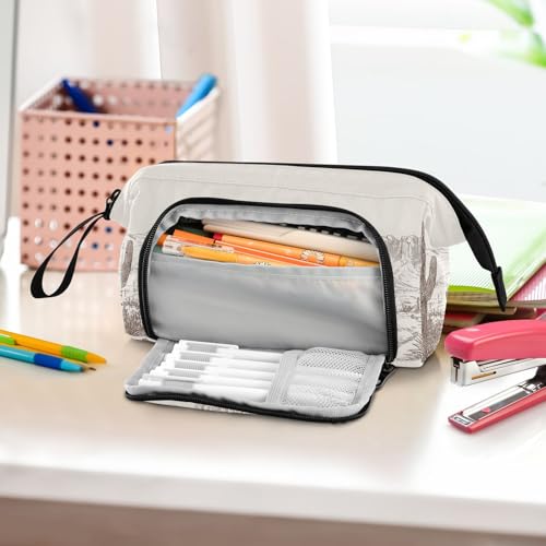 Image of Western Cowboy Nylon Pencil Case with Side & Top Access Stylish & Functional Bag for Travel Office Back-to-School & Art Supplies Storage