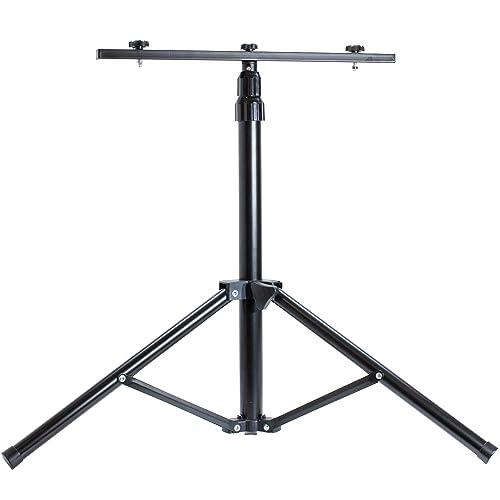 ELETTROWATT - Treppiede Telescopico Nero - Asta per due fari - per faretti da cantiere - alta stabilità - proiettori fino a 100 Watt LED faro faretto cavalletto telescopico (treppiede telescopico)