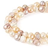 Pandahall - Cuentas de perlas barrocas irregulares de 1 hebra, 42 perlas cultivadas ovaladas de 8 a 9 mm, gemas cultivadas en agua dulce para pendientes, pulseras, collares, joyería