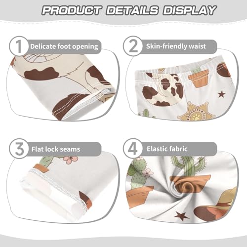 Western Cat Girls Leggings,Workout Leggings for Girls Toddler Athletic Legging Size for 3-10T3