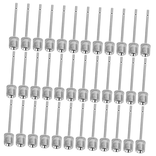 Kisangel 40 Piezas Chapa de Carga de fútbol de Baloncesto inflables Pelota Cesta inflador Balón Inflable Agujas de de fútbol de Aire Agujas para Bolas Acero Inoxidable Silver