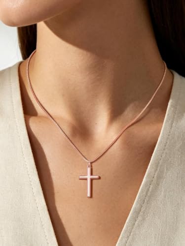 Image of U7 Cross Necklace for Women,Silver /14K Gold Plated Cross Necklace with 18-20 inch Box Chain,Tiny /Medium /Large Cross Pendant Necklace Religious Necklaces Christian Jewelry Gift for Her