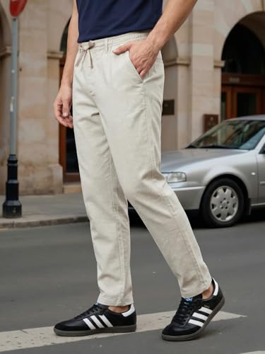 Image of Nobero Chino Pants for Men | Oversized Fit | Multiple Pockets | Elasticated Waist | Casual & Utility Wear